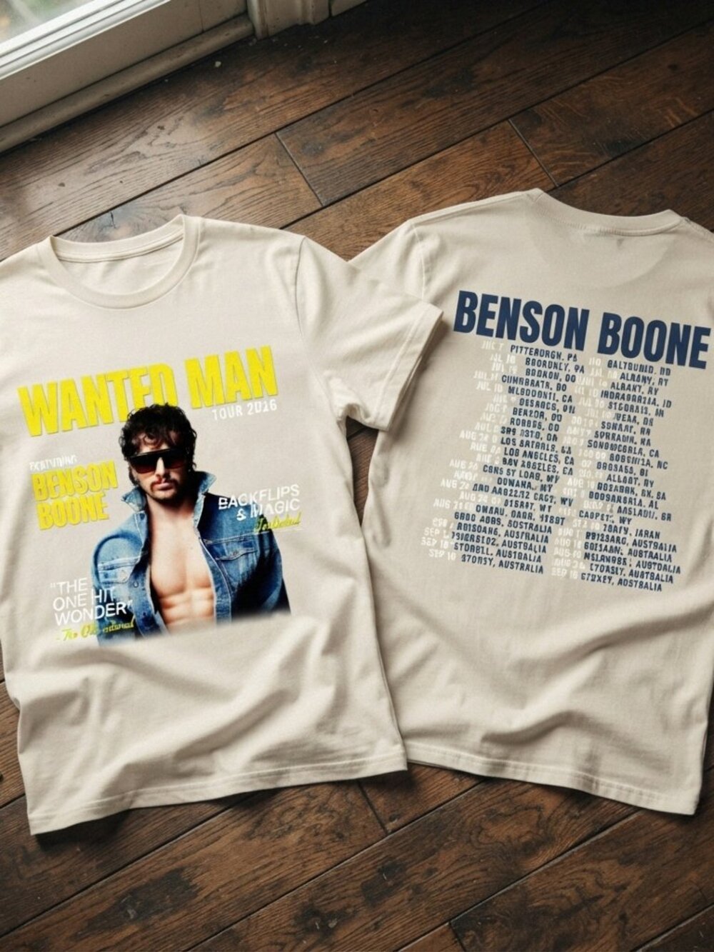 Benson Boone Wanted Man 2026 Tour Graphic Cream T-Shirt